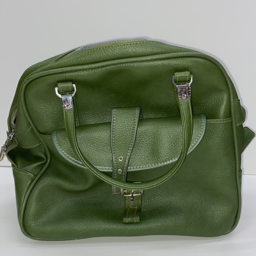 American Tourister Escort Carry on tote bag avocado green vintage mid century